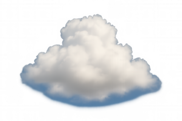 Fluffy cumulus cloud floating in blue sky isolated on transparent background, offering weather forecasting and climate concepts