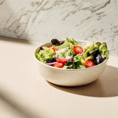 Fresh Green Salad with Cherry Tomatoes and Leafy Vegetables