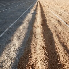 Textured Running Track Surface Close-Up with Gravel and Sand