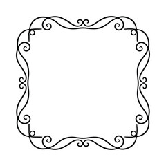 a black and white square frame with a scroll pattern