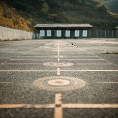 Empty Shooting Range with Target Circles and Faded Background