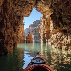 Serene Kayak Journey Through Stunning Natural Rock Formations