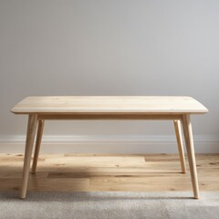 Simple Wooden Table with Clean Lines in Modern Interior Space