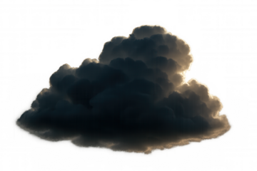 Dark storm cloud with silver lining, capturing dramatic weather and atmospheric conditions on transparent background