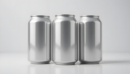 16 oz 500ml Aluminum Beer, Soda, Energy Drink Can Mockup – Three Cans, 3D Illustration.16 oz can