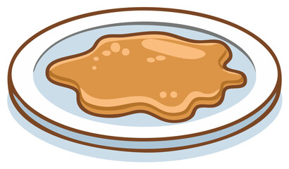 Cartoon Pancake on a Plate Vector Illustration for Breakfast
