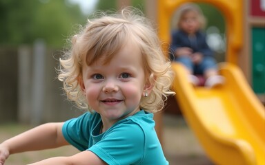 Child on playground. Kids play outdoor. High quality