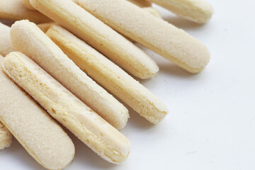 Sponge finger cookies, Italian savoiardi biscuit snack