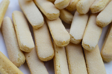 Sponge finger cookies, Italian savoiardi biscuit snack