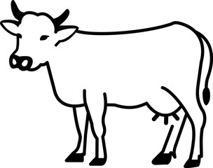 Simple line drawing of a cow in photoshop software