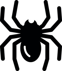 Simple black silhouette of a spider on a white background