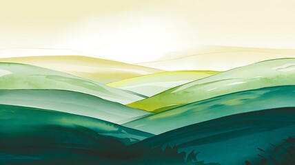 Abstract Watercolor Landscape with Rolling Hills image