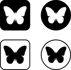 Butterfly Silhouette Logo Icons set. Minimal Insect Tattoo
