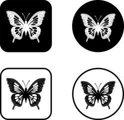 Butterfly Silhouette Logo Icons set. Minimal Insect Tattoo