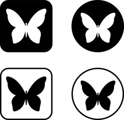 Butterfly Silhouette Logo Icons set. Minimal Insect Tattoo