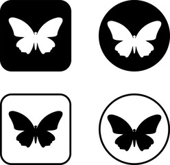 Butterfly Silhouette Logo Icons set. Minimal Insect Tattoo