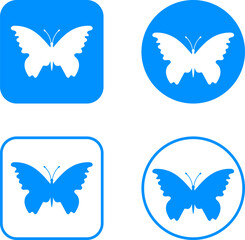 Butterfly Silhouette Logo Icons set. Minimal Insect Tattoo