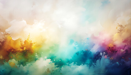 Abstract watercolor splatter and swirls of vibrant colors