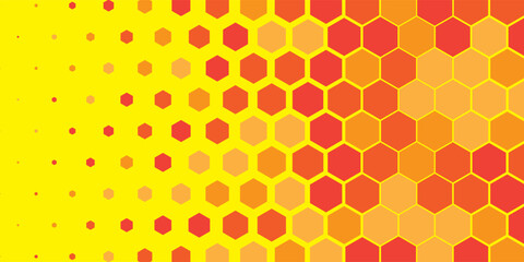 A vibrant abstract image with a honeycomb-like hexagonal pattern in various shades of yellow. The design features a gradient effect, blending light and dark yellow tones to create depth and texture