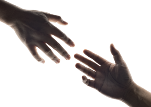 Male hand extending a helping hand isolated on transparent png background