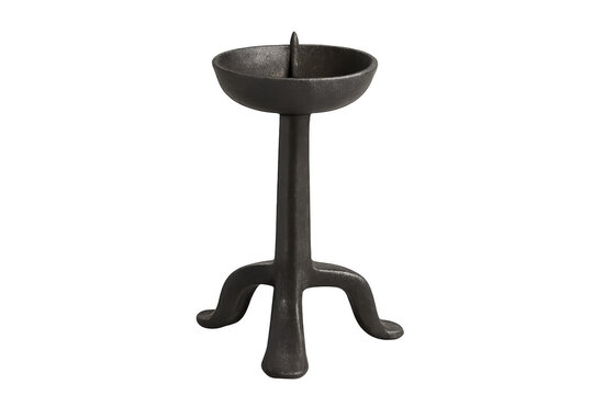 Cast iron rustic pricket candlestick with transparent background