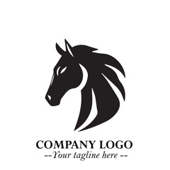 Elegant Head of Horse Logo in Black on White Background with Minimalist and Powerful Design