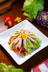 chicken with vegetable salad