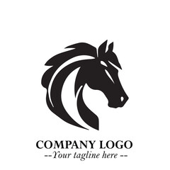 Elegant Head of Horse Logo in Black on White Background with Minimalist and Powerful Design