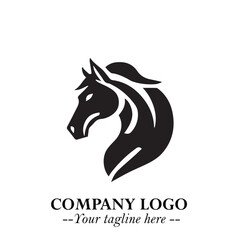 Elegant Head of Horse Logo in Black on White Background with Minimalist and Powerful Design