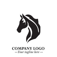 Elegant Head of Horse Logo in Black on White Background with Minimalist and Powerful Design