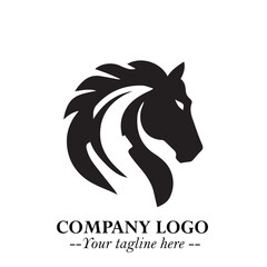Elegant Head of Horse Logo in Black on White Background with Minimalist and Powerful Design