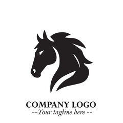 Elegant Head of Horse Logo in Black on White Background with Minimalist and Powerful Design