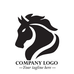 Elegant Head of Horse Logo in Black on White Background with Minimalist and Powerful Design