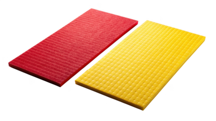 Yellow and red cutting boards isolated on transparent background for food prep