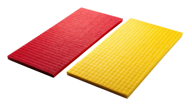 Yellow and red cutting boards isolated on transparent background for food prep - Powered by Adobe