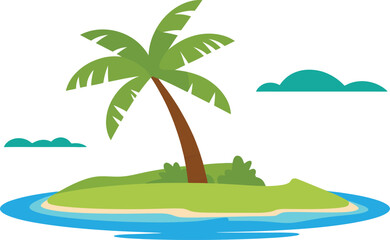 Tropical island paradise palm tree serene ocean scenery and clouds