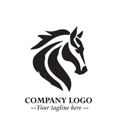 Elegant Head of Horse Logo in Black on White Background with Minimalist and Powerful Design