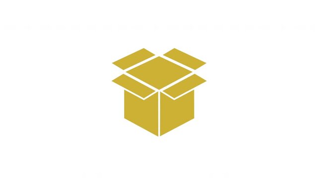 Paper box opening animation on white background. Video motion graphic unpacking for composite and presentation.