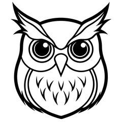 Wise Owl Head Mascot, a Fierce Bird of Prey Line Art Logo