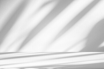 Fototapeta premium Wall interior background, studio and backdrops show products.with shadow from window color white and grey. background for text insertion and presentation product 