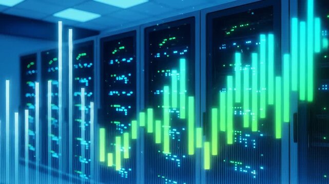 Data Center Growth: Server Racks and Rising Chart