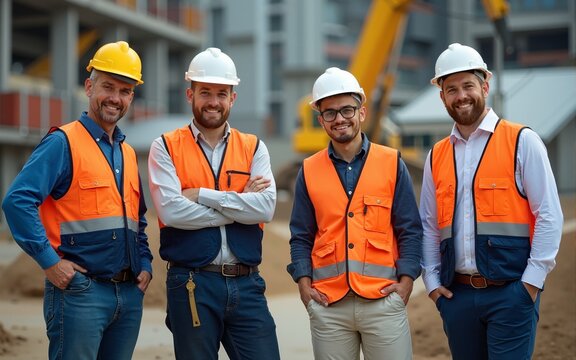 Construction workers and engineers team. High quality