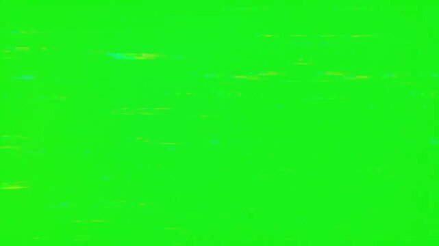 Green Screen Glitch Distortion Effect. VHS Static Transition Overlay Animation for Video Editing. Chromakey Digital Noise Flash Clip