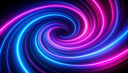 Obraz premium Abstract digital art with a vibrant purple and pink spiral design, creating a twirl of light and energy in a dynamic vortex pattern