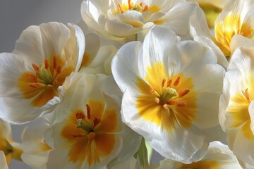 Fototapeta premium Bright white and yellow flowers captured in a close-up view showcasing their intricate details and vibrant colors against a soft background
