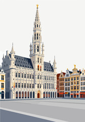 Naklejka premium European architecture and scenery, vector graphics