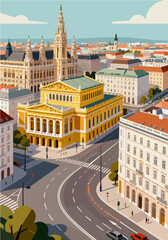 Obraz premium European architecture and scenery, vector graphics