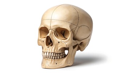 Obraz premium Anatomical human skull model isolated on a white background