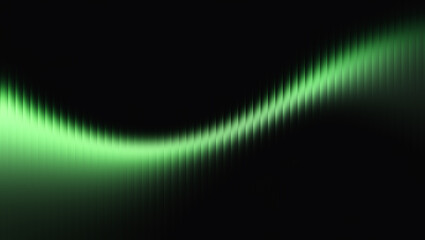 Illustration of green light wave effect on a dark background for abstract presentation