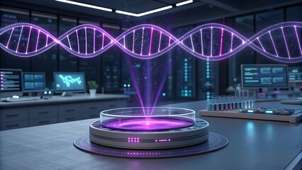 Holographic DNA strand emerging from digital petri dish
